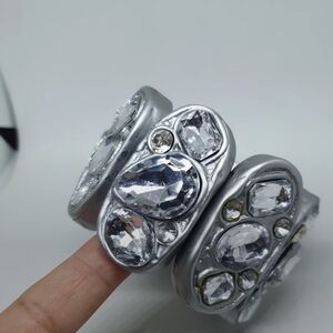 Bundle Of 4 Elegant Silver Crystal Bracelets